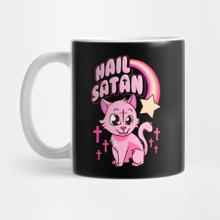 Hail Satan Cat Cute Rainbow Kitty Heavy Metal Pun Mug